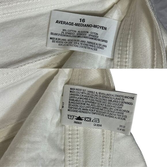 Gloria Vanderbilt White Stretch Jeans Size 16 Classic Fit 5 Pocket New - Picture 6 of 7